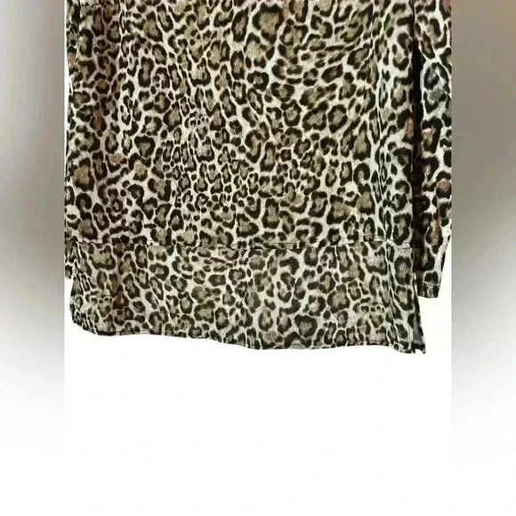 Michael Kors Leopard Animal Print Lightweight Pullover Blouse Sheer Overlay SM - Picture 2 of 10